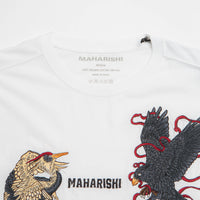 Maharishi Embroidered Black Crow White Heron T-Shirt in White thumbnail