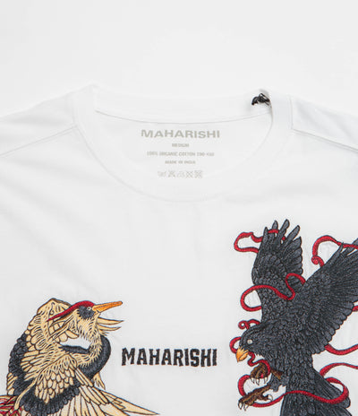 Maharishi Embroidered Black Crow White Heron T-Shirt in White