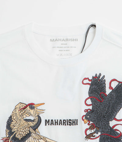 Maharishi Embroidered Black Crow White Heron T-Shirt in White