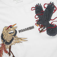 Maharishi Embroidered Black Crow White Heron T-Shirt in White thumbnail