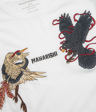 Maharishi Embroidered Black Crow White Heron T-Shirt in White