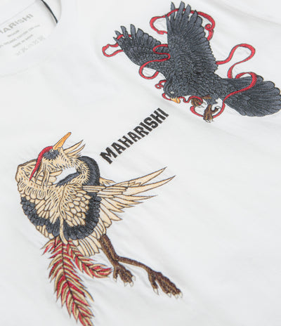 Maharishi Embroidered Black Crow White Heron T-Shirt in White