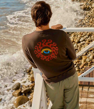 Mollusk Dazy Sun Crewneck Sweatshirt in Faded Black