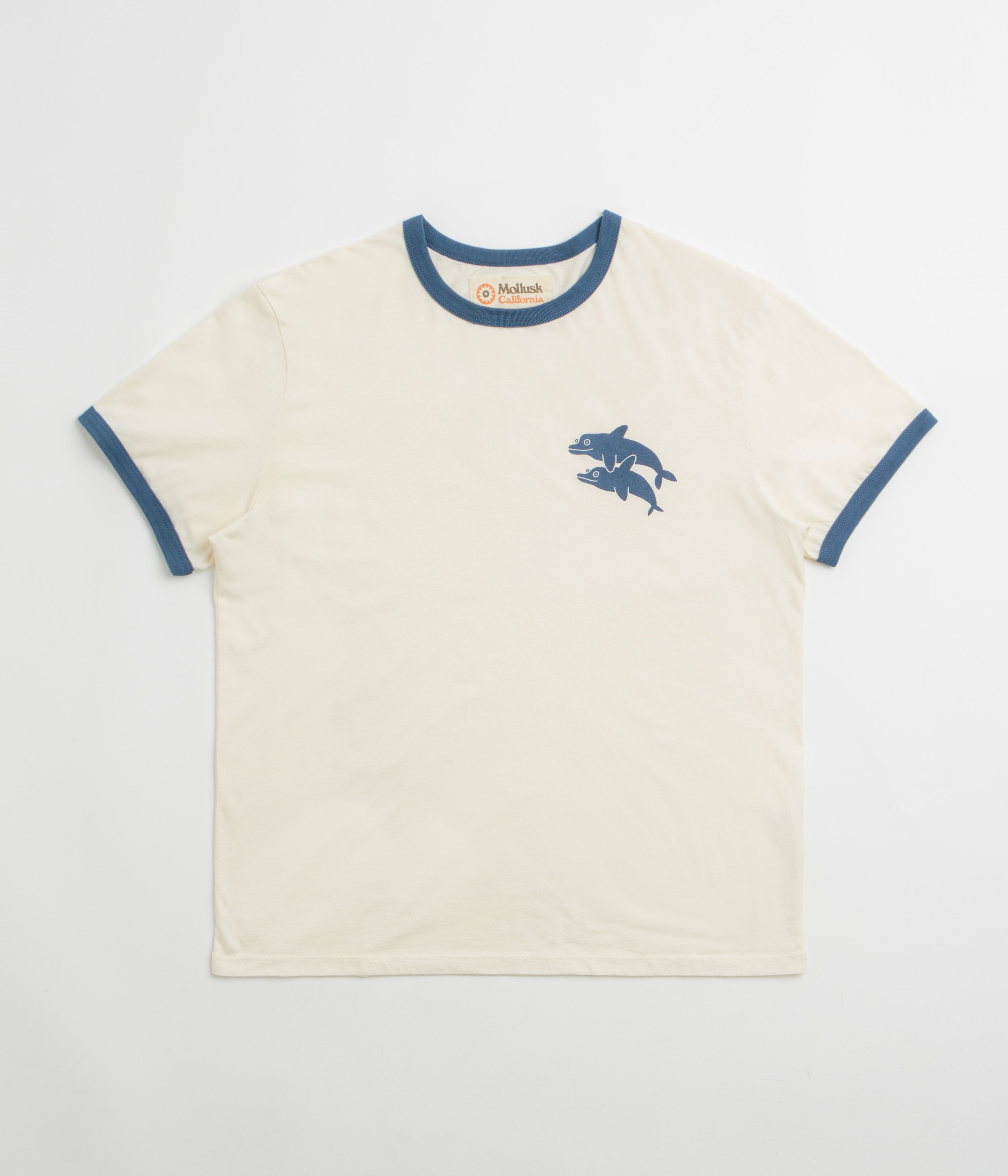 Mollusk Dolphins Ringer T-Shirt in Natural and Navy