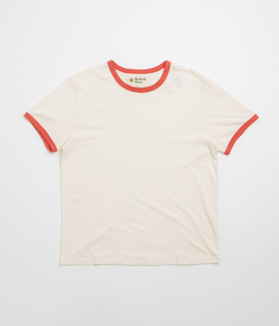 Mollusk Hemp Ringer T-Shirt - Faded Red / Super Natural