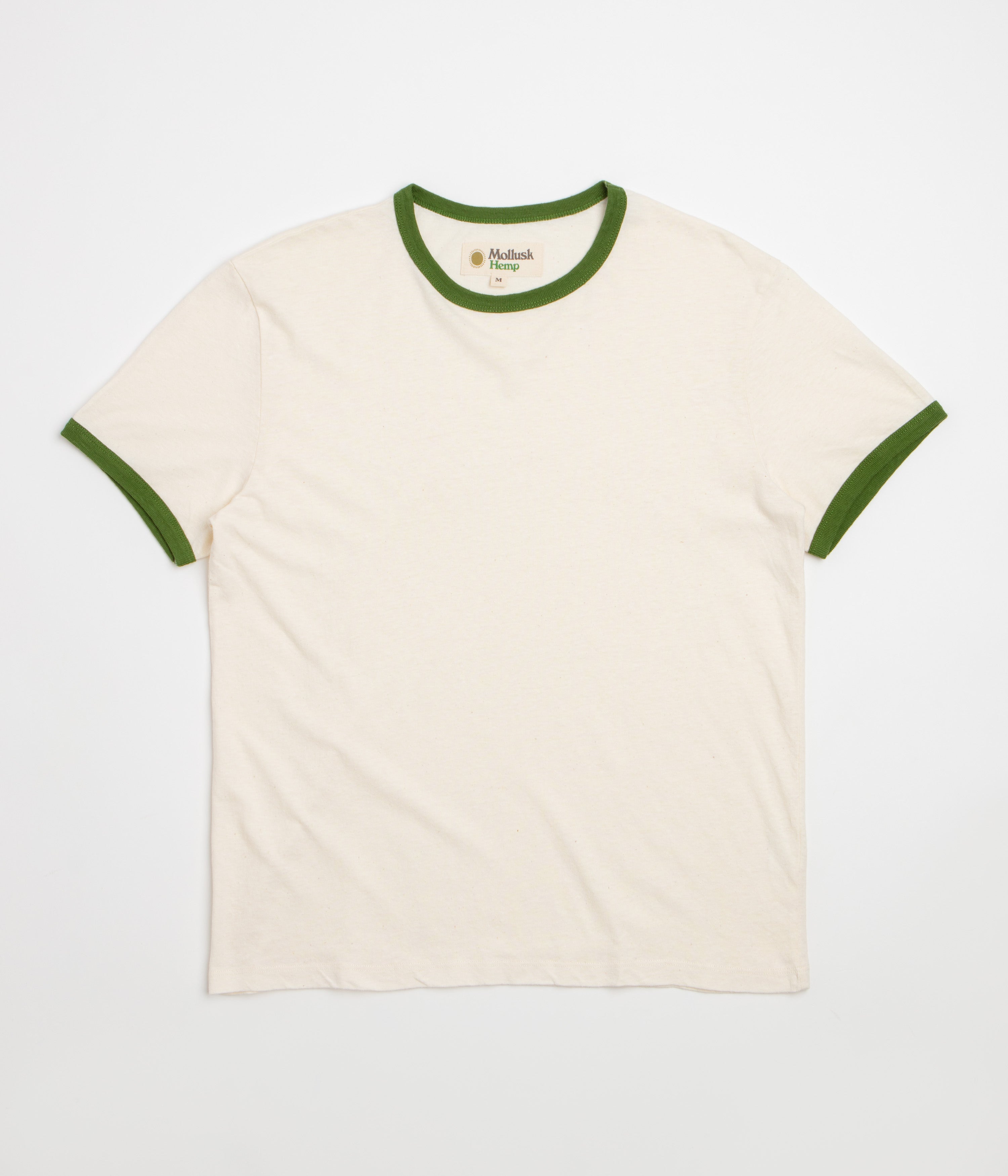 Mollusk Hemp Ringer T-Shirt - Natural / Rover Green