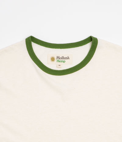 Mollusk Hemp Ringer T-Shirt - Natural / Rover Green