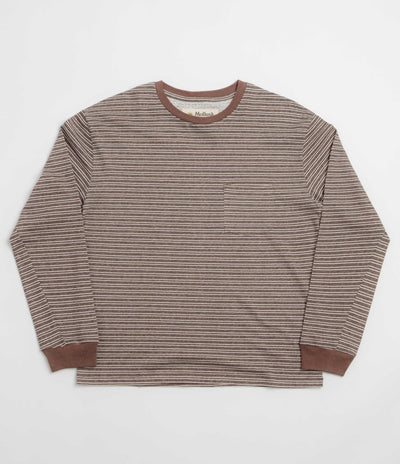 Mollusk Hemp Striped Long Sleeve T-Shirt in Brown Stripe