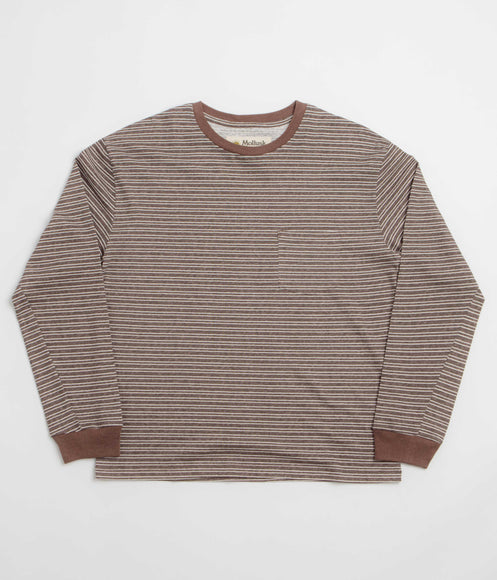 Mollusk Hemp Striped Long Sleeve T-Shirt - Brown Stripe