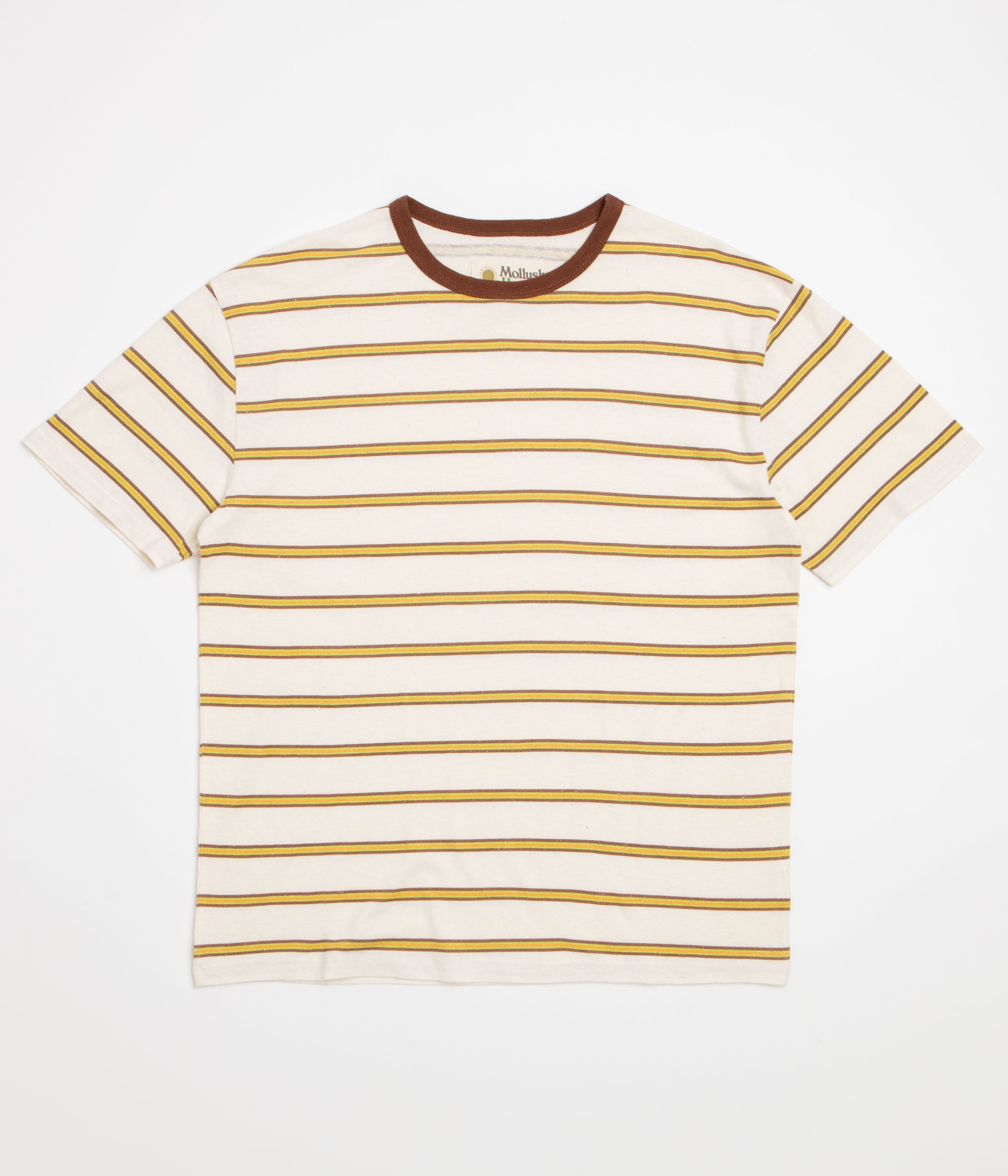 Mollusk Hemp T-Shirt - Brown / Gold Stripe