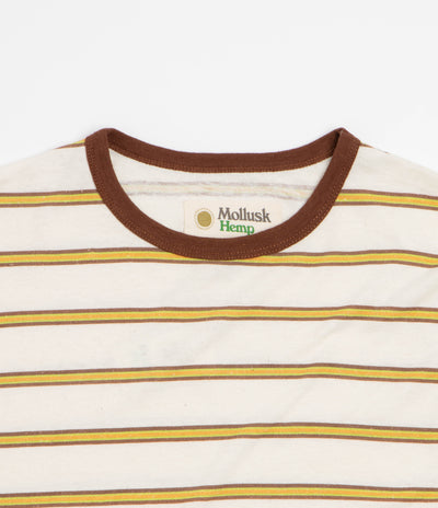 Mollusk Hemp T-Shirt - Brown / Gold Stripe