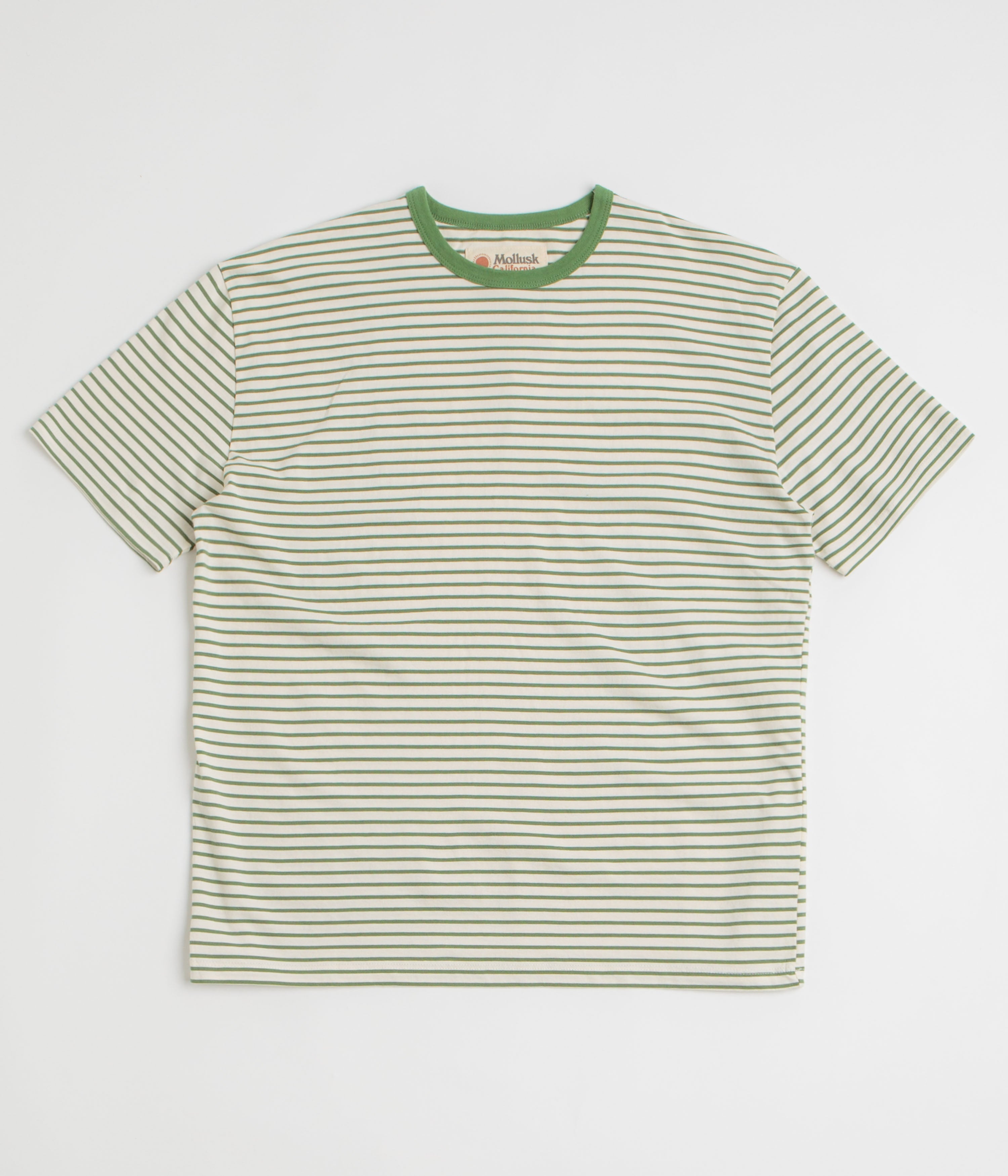 Mollusk Striped Heavy T-Shirt in Natural and Green