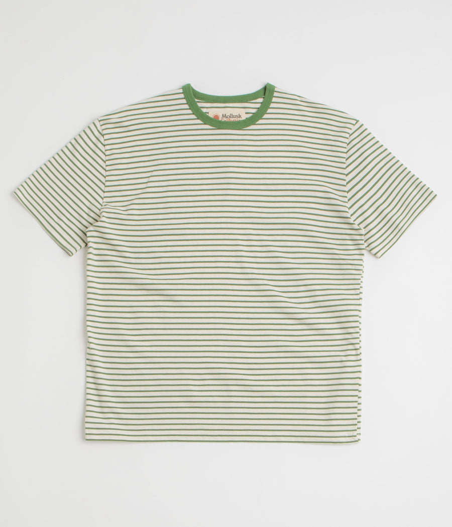 Mollusk Striped Heavy T-Shirt in Natural and Green