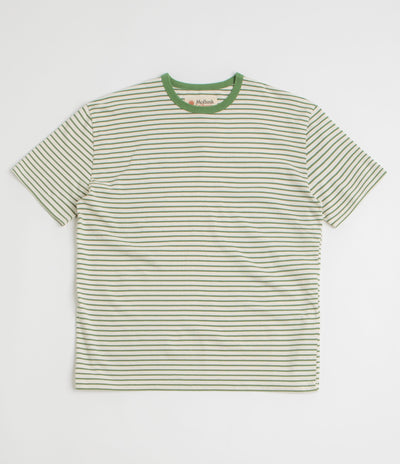 Mollusk Striped Heavy T-Shirt in Natural and Green