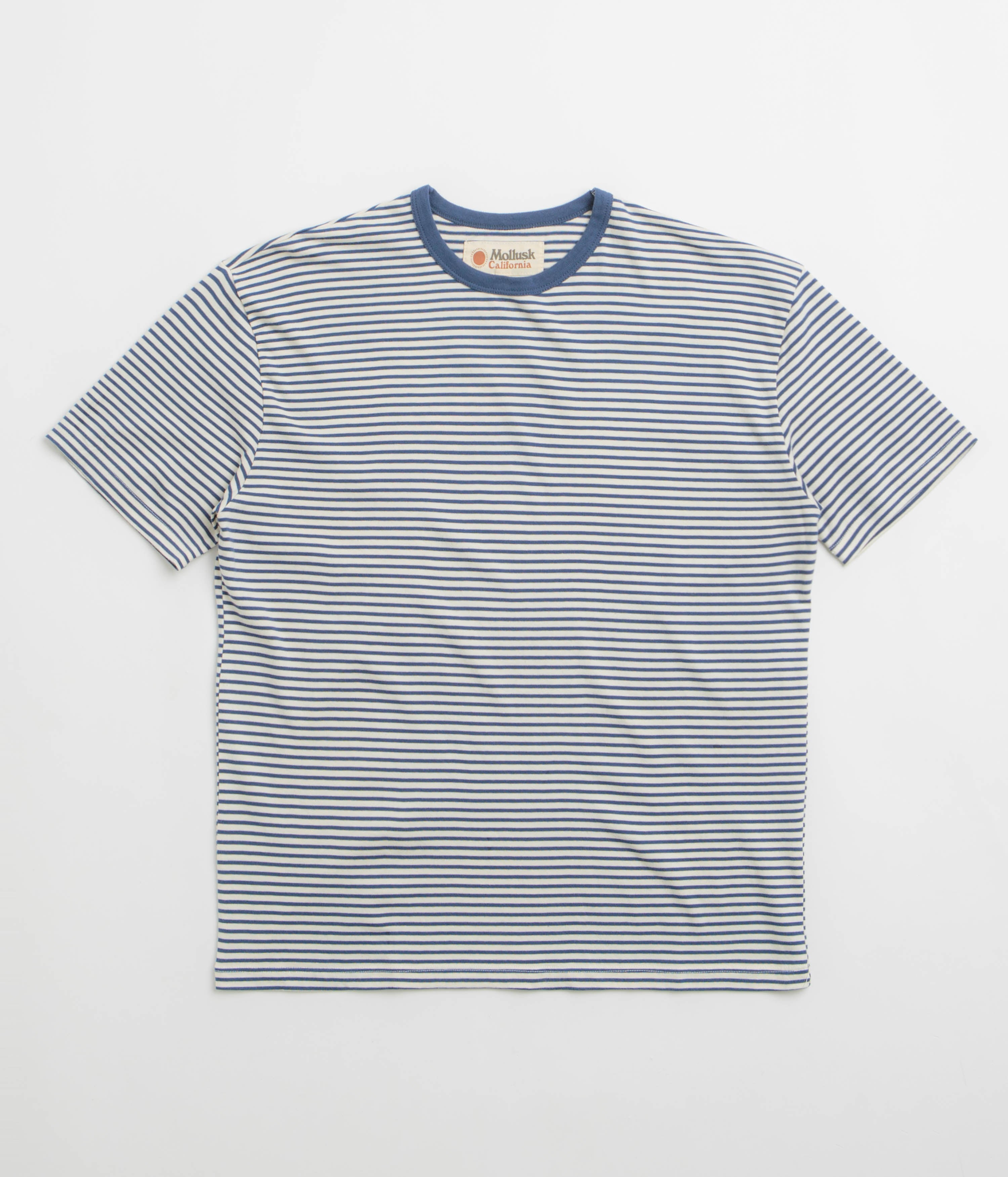 Mollusk Striped Heavy T-Shirt in Natural and Indigo