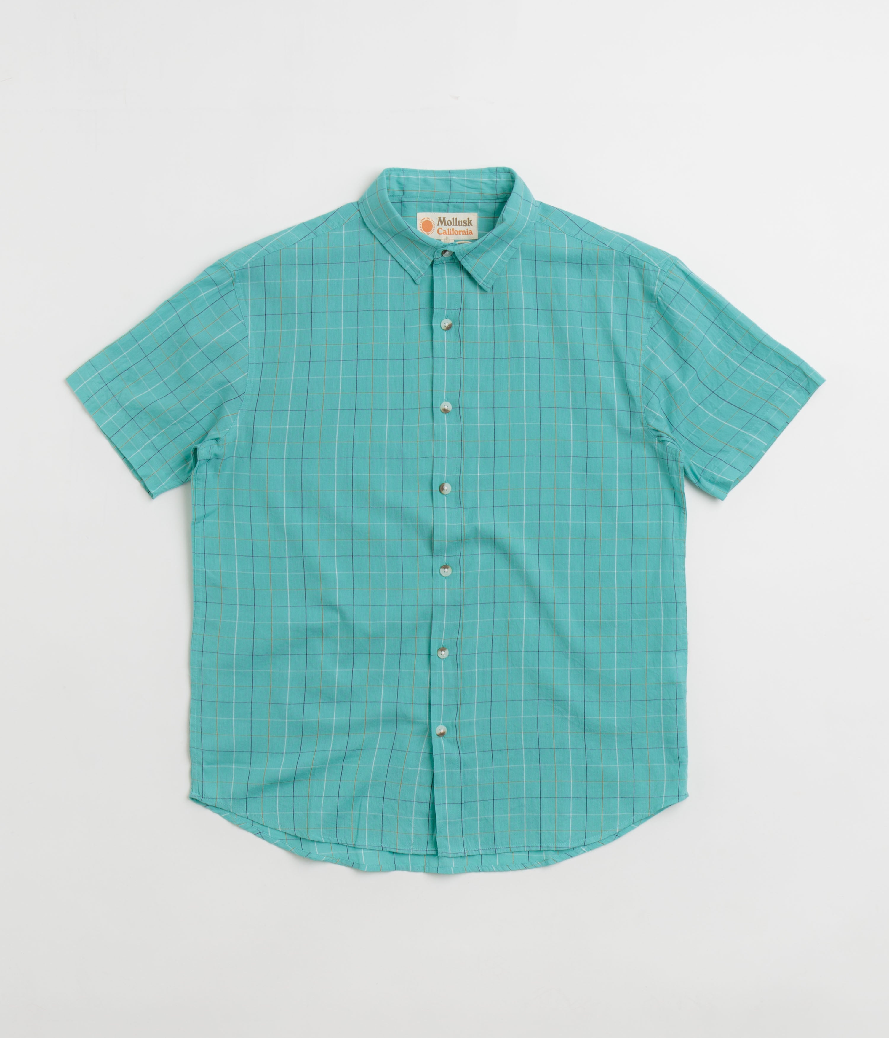 Mollusk Summer Shirt in Cyan Windowpane