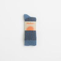 Mollusk Two Tone Rib Socks in Black and Blue thumbnail