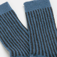 Mollusk Two Tone Rib Socks in Black and Blue thumbnail