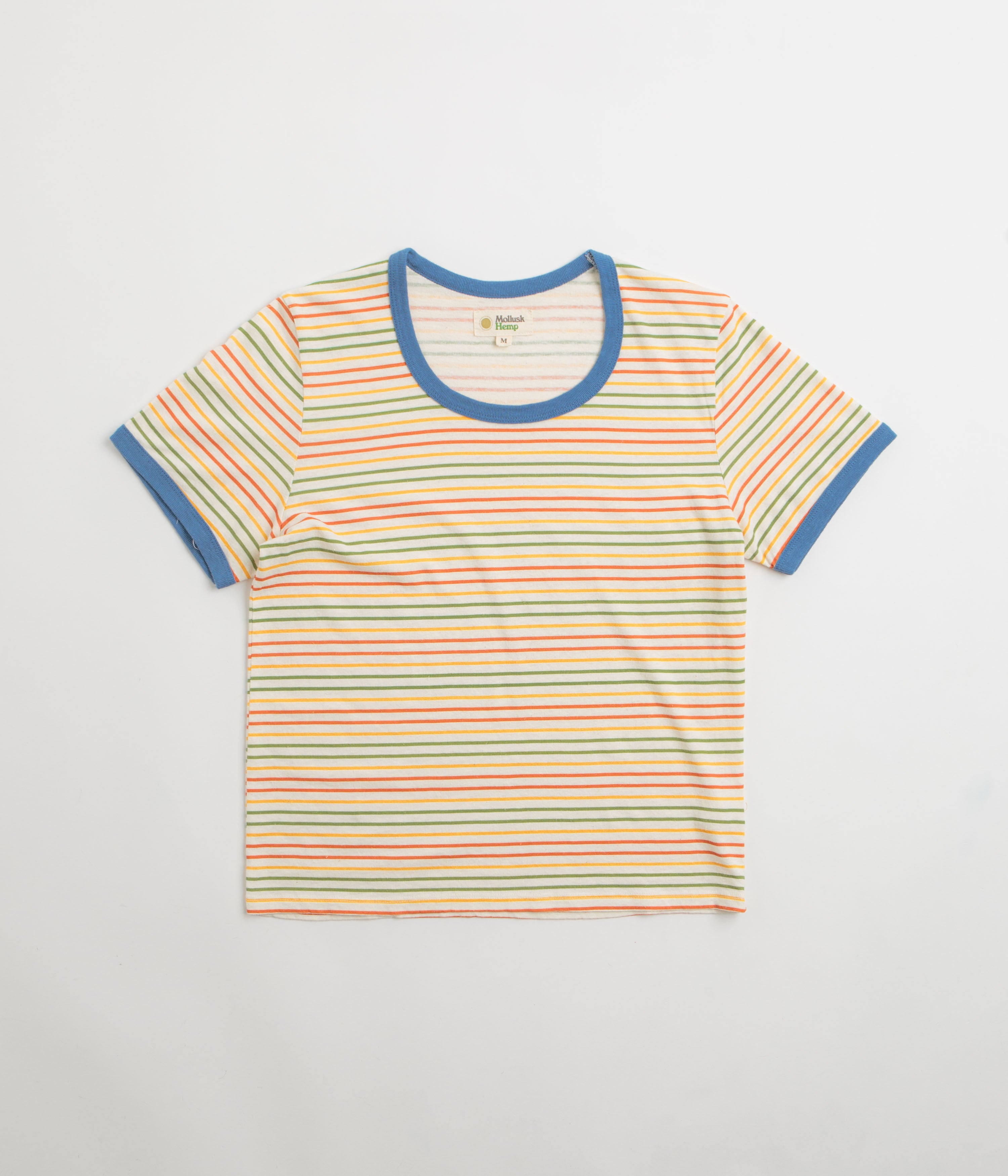 Mollusk Womens Ringer T-Shirt in Red and Gold / Green Stripe