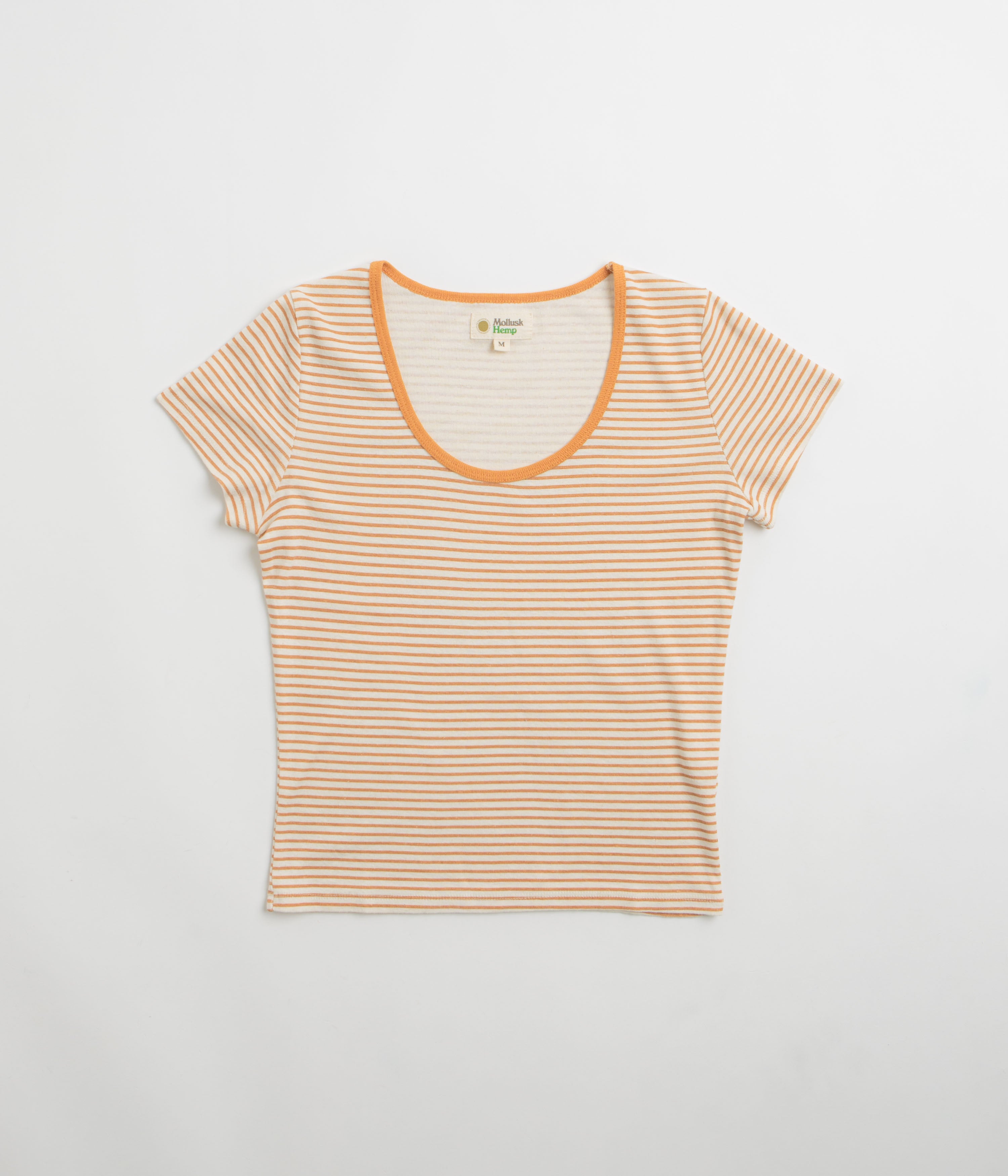 Mollusk Womens Scoop Ribsy T-Shirt in Orange Stripe