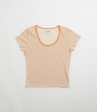Mollusk Womens Scoop Ribsy T-Shirt in Orange Stripe
