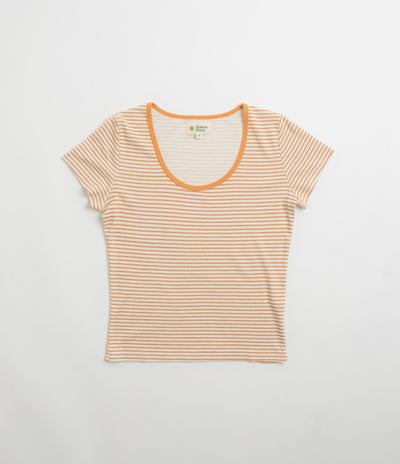 Mollusk Womens Scoop Ribsy T-Shirt - Orange Stripe