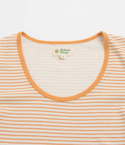Mollusk Womens Scoop Ribsy T-Shirt - Orange Stripe