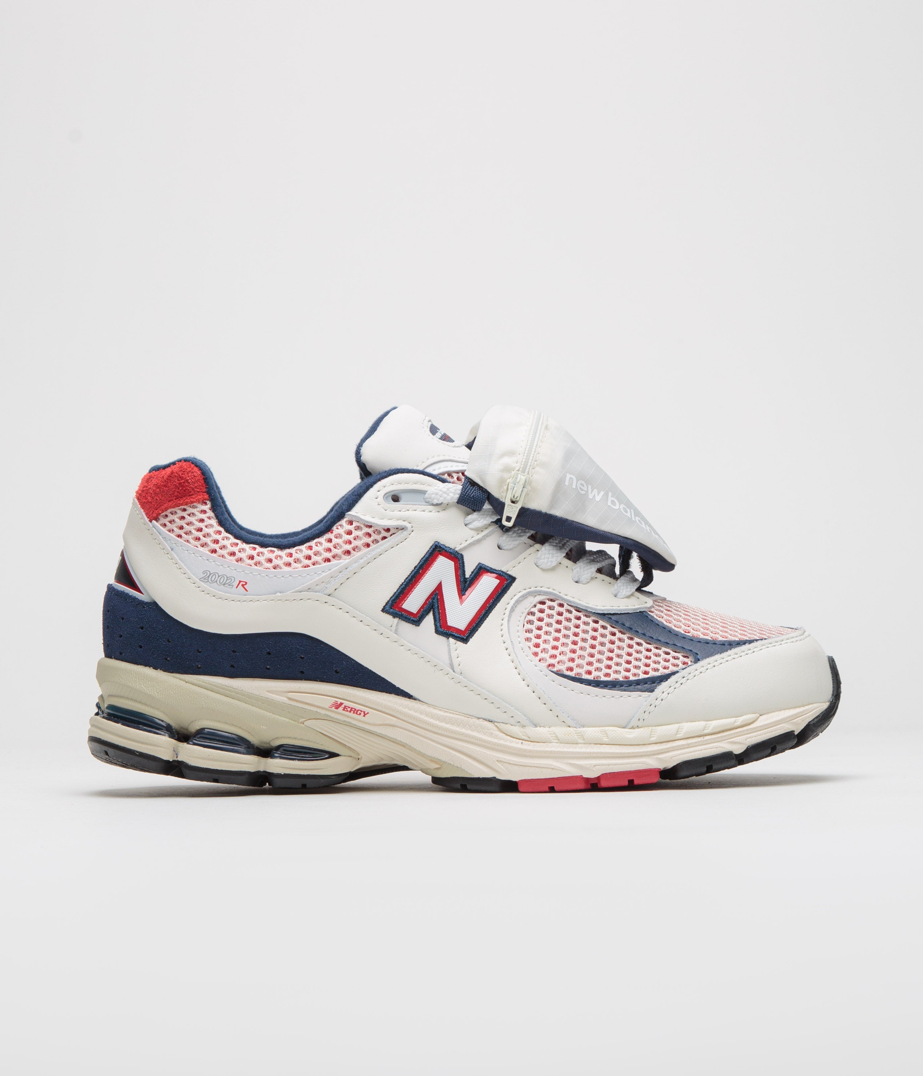 New Balance 2002R Shoes in Sea Salt and Red / Blue