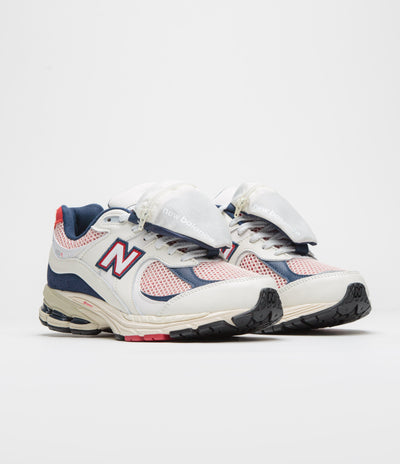 New Balance 2002R Shoes in Sea Salt and Red / Blue