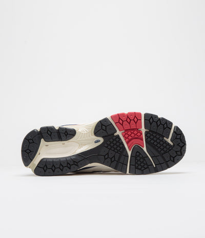 New Balance 2002R Shoes in Sea Salt and Red / Blue
