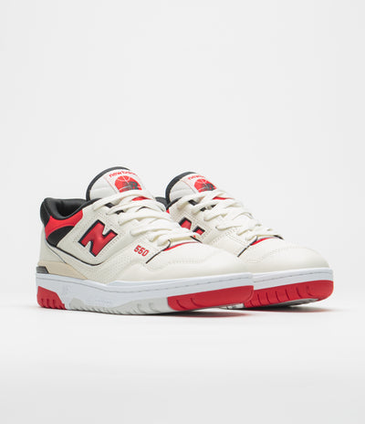 New Balance 550 Shoes in Sea Salt and Red