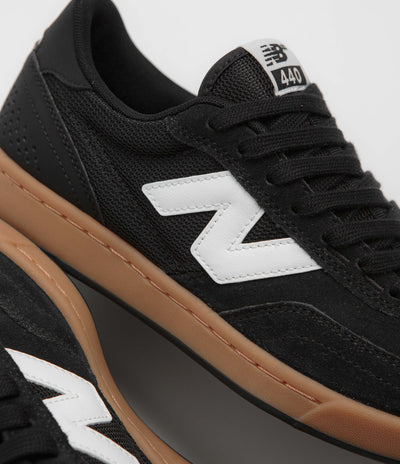 New Balance Numeric 440 Shoes in Black and Gum / White