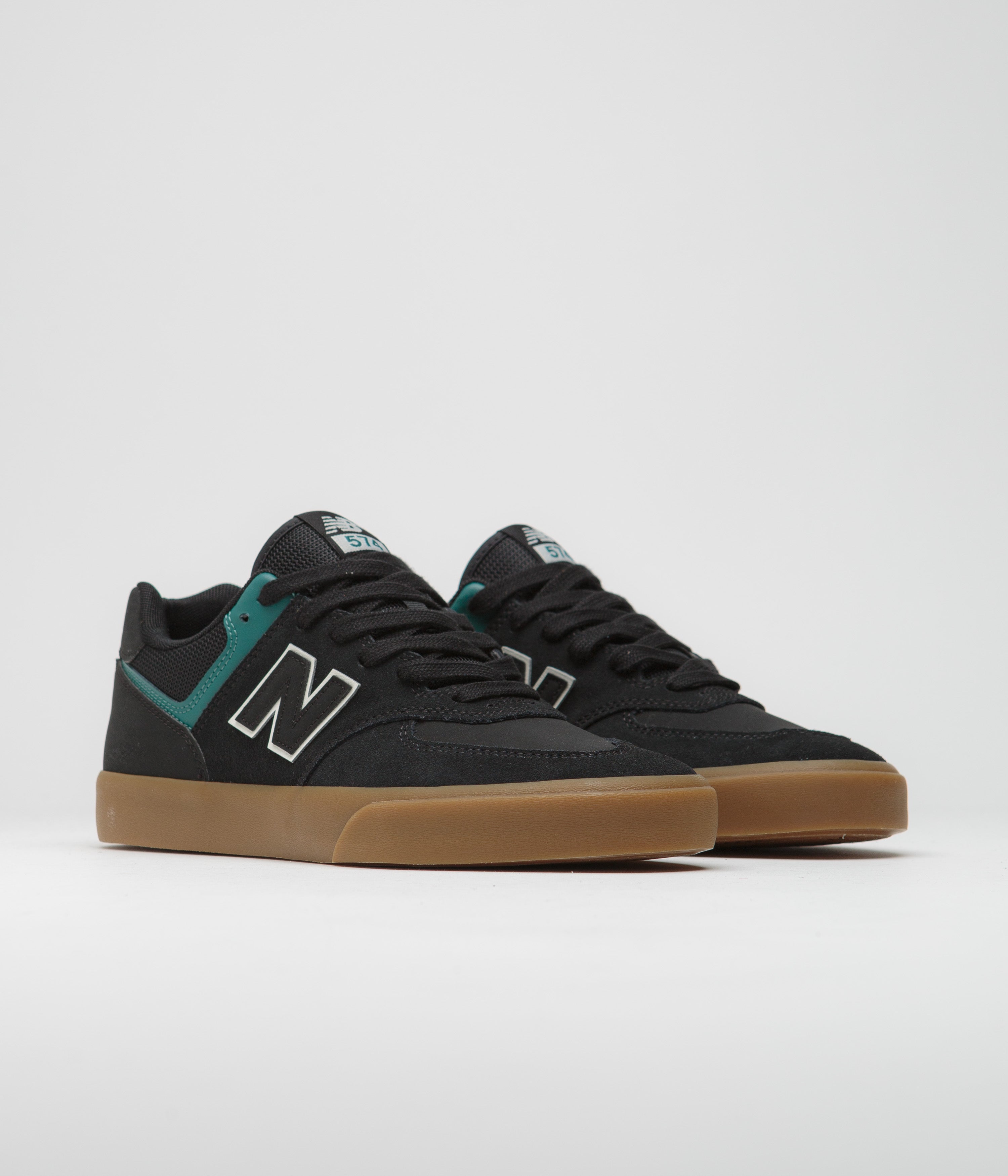 New Balance Numeric 574 Shoes - Black / Vintage Teal | Flatspot