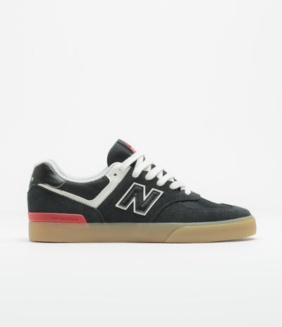 New Balance Numeric 574 Shoes in Black and White / Gum