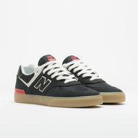 New Balance Numeric 574 Shoes in Black and White / Gum thumbnail