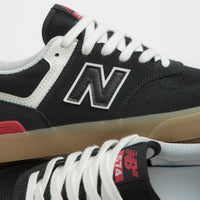 New Balance Numeric 574 Shoes in Black and White / Gum thumbnail