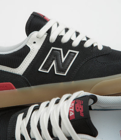 New Balance Numeric 574 Shoes in Black and White / Gum