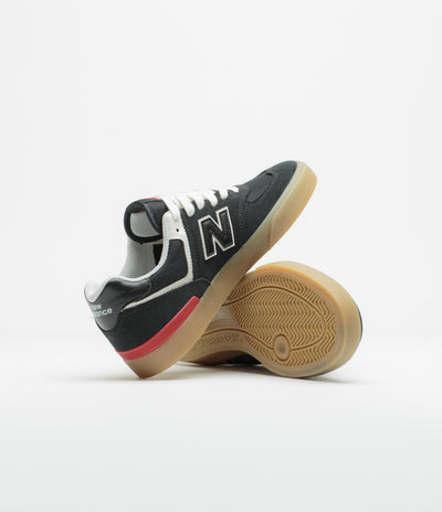 New Balance Numeric 574 Shoes in Black and White / Gum
