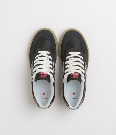 New Balance Numeric 574 Shoes in Black and White / Gum