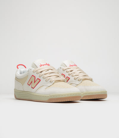 New Balance Numeric x Chocolate Skateboards 480 Shoes in Sea Salt and Red