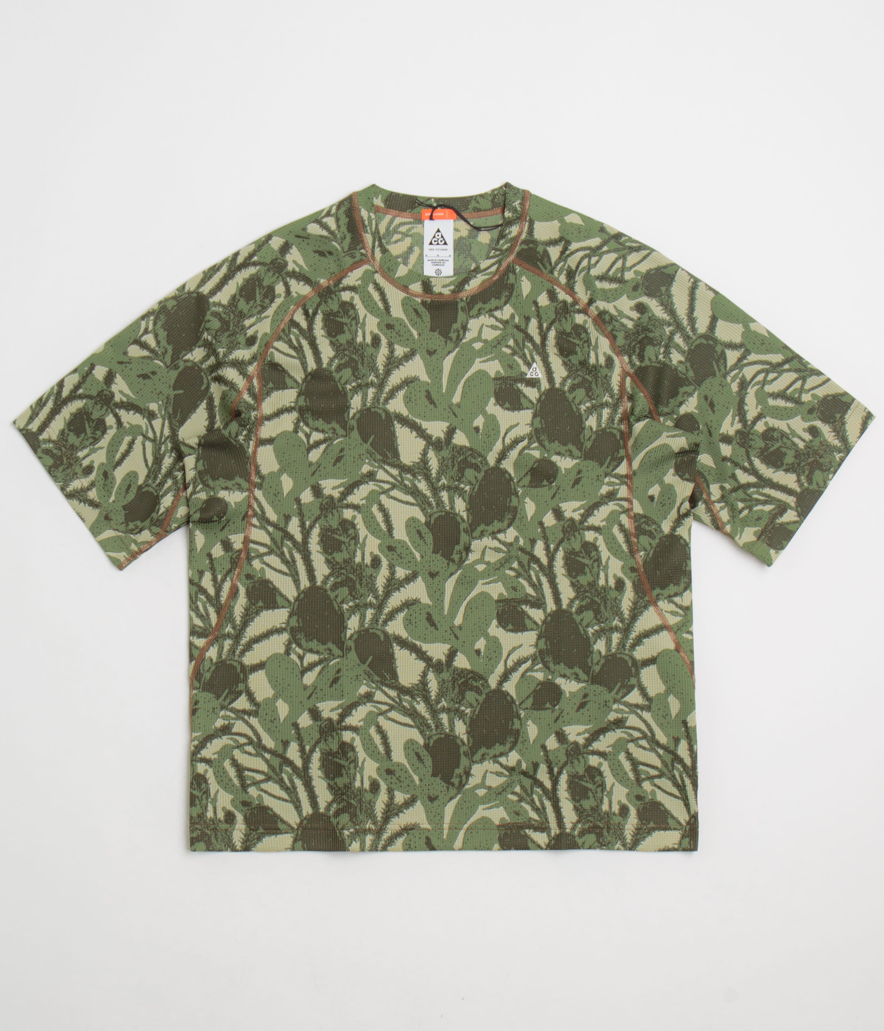 Nike ACG AOP Chinati T-Shirt  in Light Khaki and Cargo Khaki / Summit White