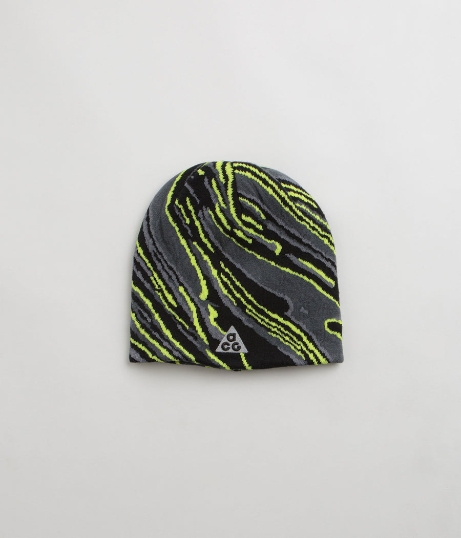Nike ACG Big Bend Peak Beanie in Dark Smoke Grey and Black / Reflective Silver