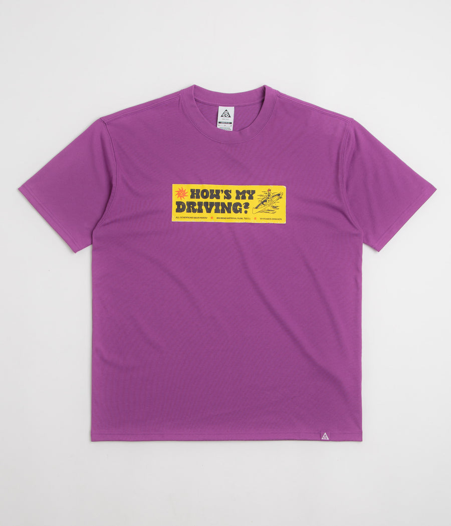 Nike ACG Canoe Sticker T-Shirt in Bold Berry