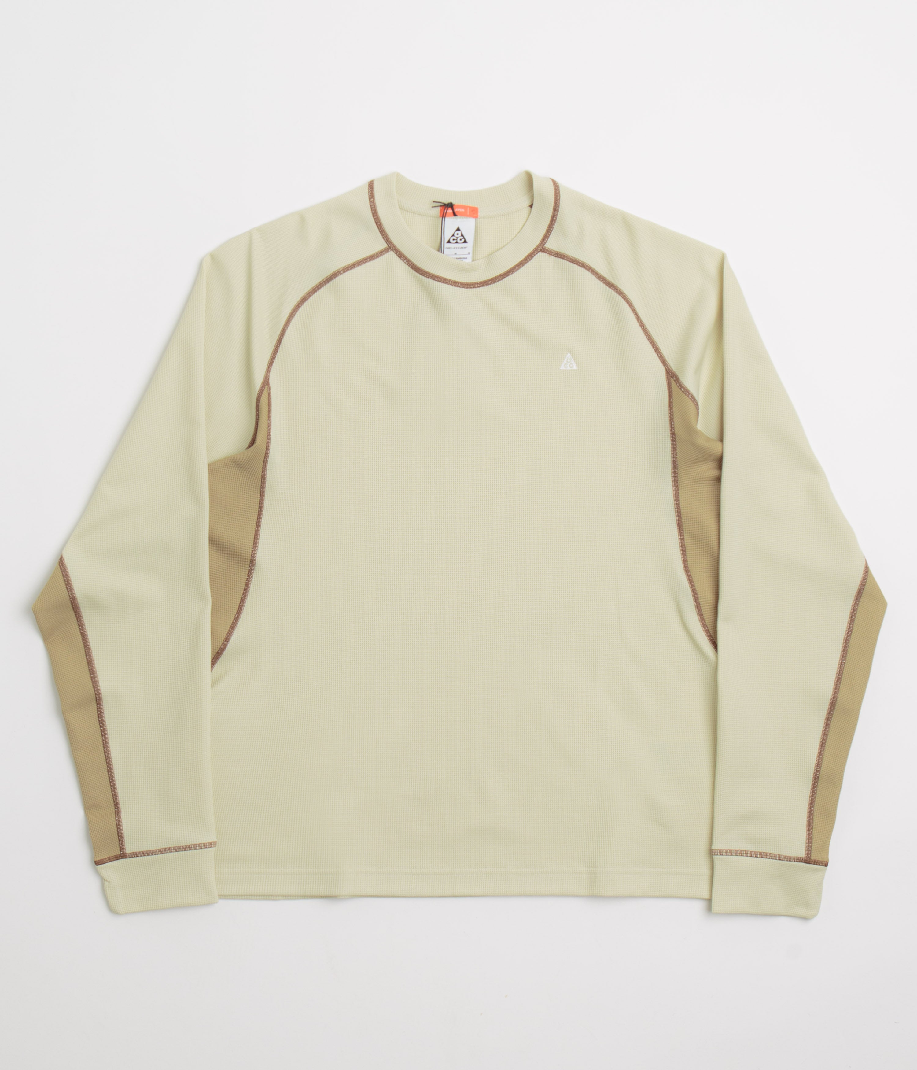 Nike ACG Chinati Long Sleeve T-Shirt in Light Khaki and Parachute Beige / Summit White