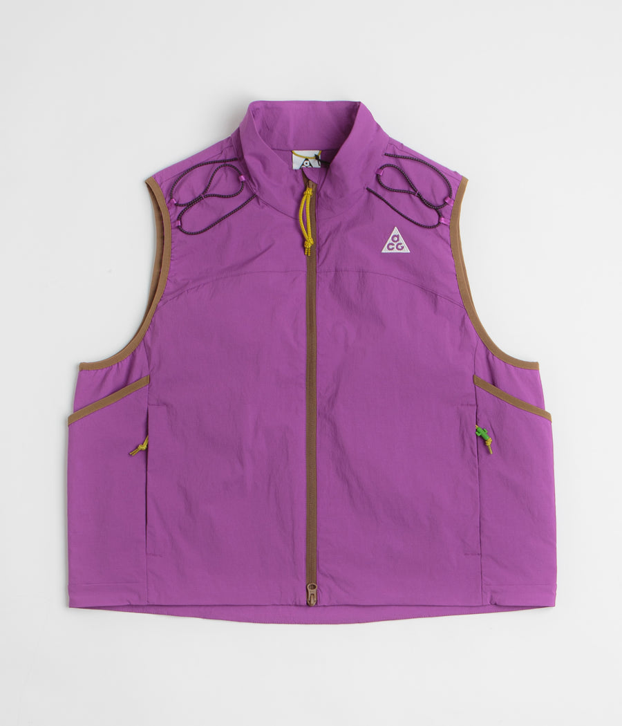 Nike ACG Death Bloom Vest in Bold Berry and Mosswood Brown / Summit White