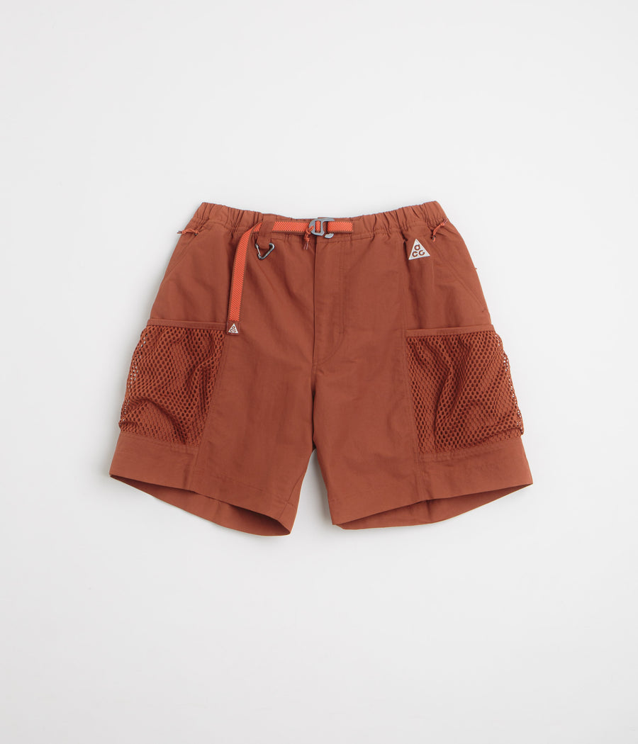Nike ACG Snowgrass Cargo Shorts in Cinnamon and Picante Red / Summit White