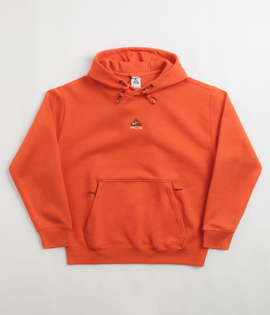 Nike ACG Therma-FIT Fleece Hoodie in Picante Red and Cinnamon / Summit White