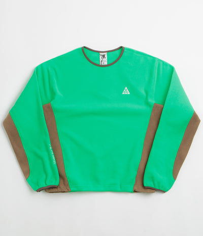 Nike ACG Wolf Tree Crewneck Sweatshirt  in Green Shock and Mosswood Brown / Summit White