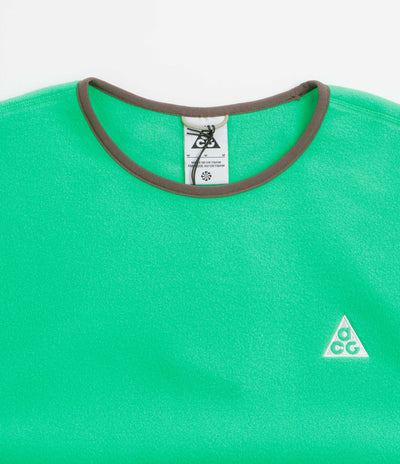 Nike ACG Wolf Tree Crewneck Sweatshirt  in Green Shock and Mosswood Brown / Summit White