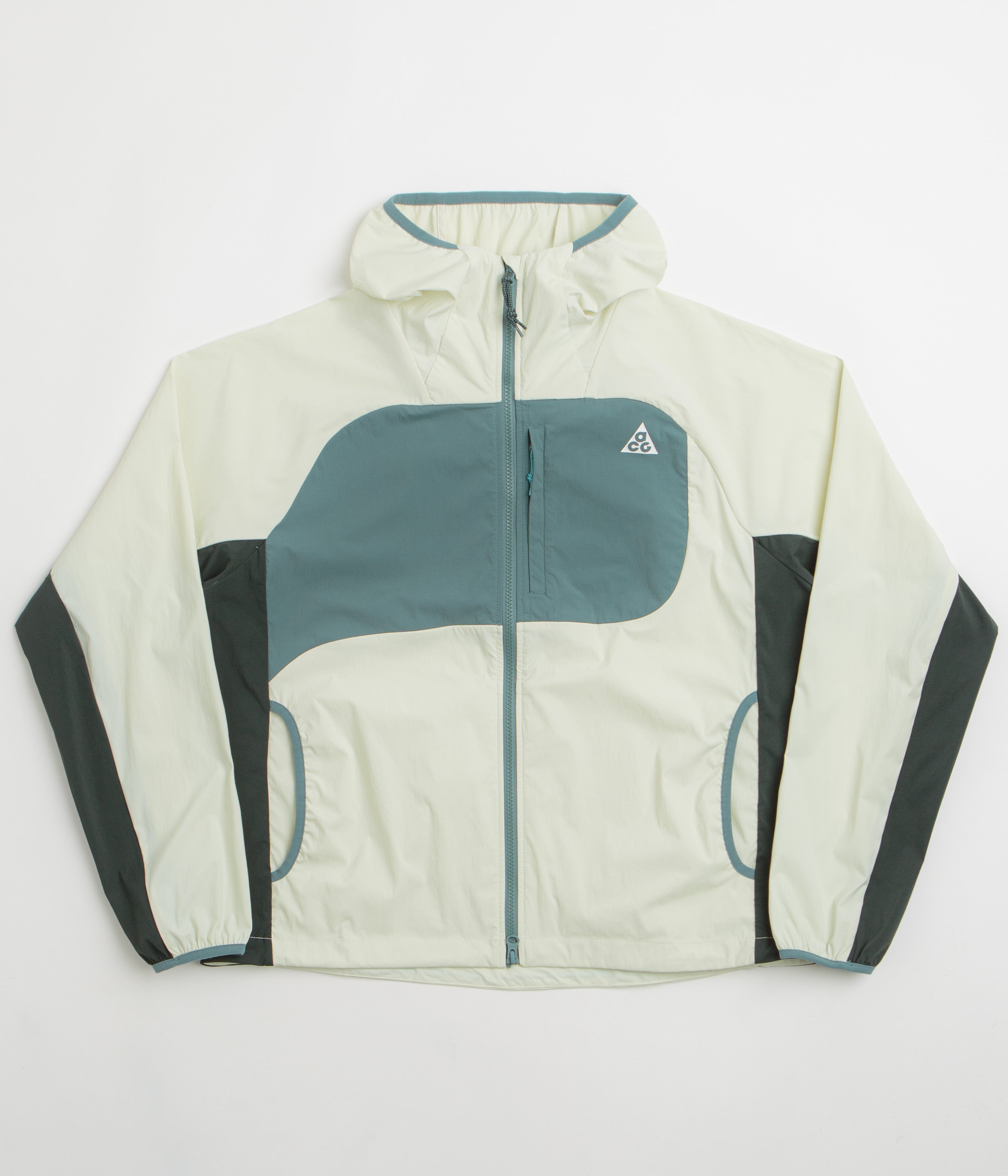 Nike ACG Womens Five Towers Jacket in Sea Glass and Black Spruce / Summit White